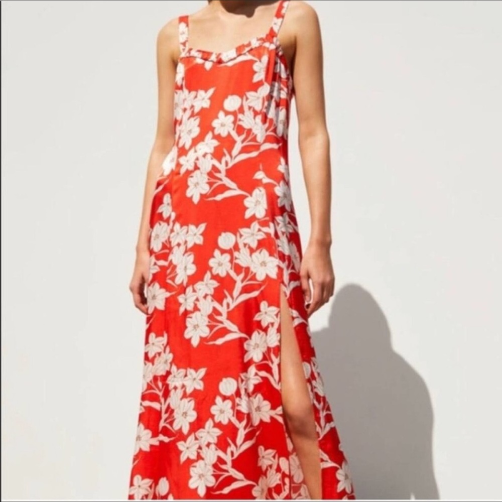 🔥ZARA| Satin Print Dress with side slit - Picture 6 of 6